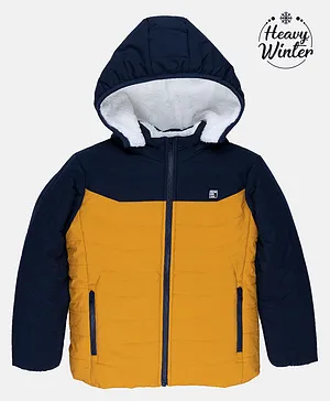 Status Quo Full Sleeves Winter Wear Hooded Padded Jacket - Yellow