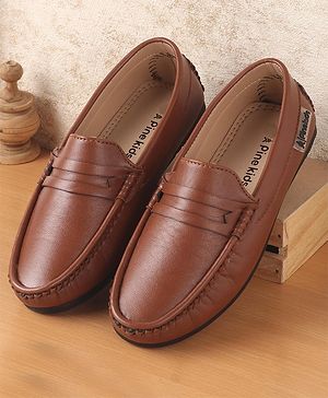 Pine Kids Slip On Round Toe Party Wear Loafers - Brown