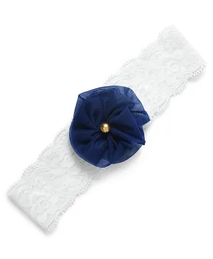 Funkrafts Netted Flower Applique & Pearl Detailed Headband - Blue