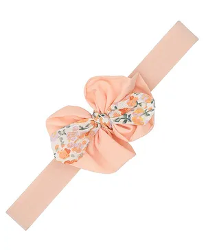 Funkrafts Floral Printed Layered Bow Detailed Headband - Peach