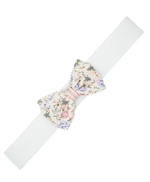 Funkrafts Floral Printed Bow Detailed Headbands - Off White