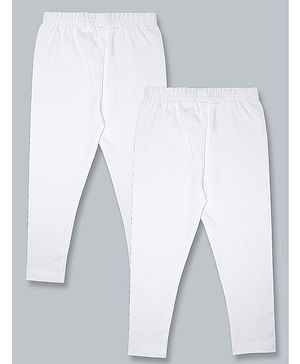 Kiddopanti Pack Of 2 Solid Leggings - White