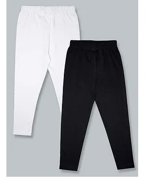 Kiddopanti Pack Of 2 Solid Leggings -
                              White & Black