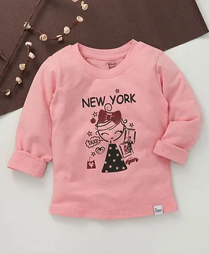 ROYAL BRATS Organic Cotton Full Sleeves New York Girl Printed Tee - Pink