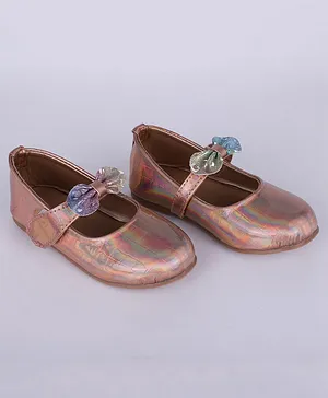 Mine Sole Glittered Bow Detail & Glossy Finish Bellies - Bronze