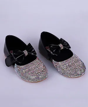 Mine Sole Studded Bow Detailed Bellies - Black