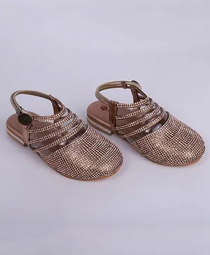 Mine Sole Striped Studded Sandals - Rose Gold