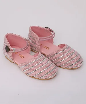 Mine Sole Lace & Stone Detailed Sandals - Baby Pink