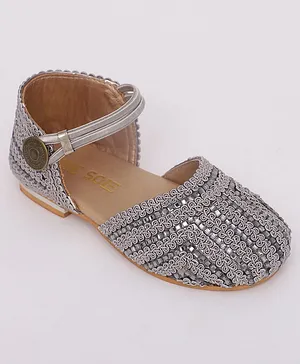 Mine Sole Lace & Stone Detailed Sandals - Grey