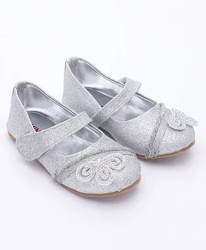 Mine Sole Glittered Bow & Studded Bellies - Silver