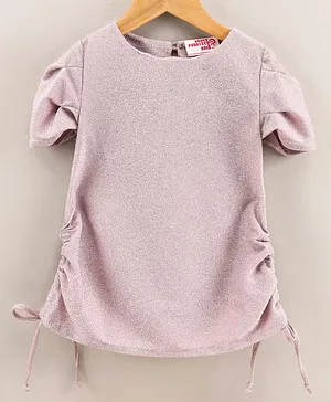 Under Fourteen Only Half Sleeves Solid Side Tie Up Top - Pink