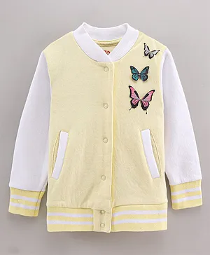 Under Fourteen Only Full Sleeves Butterfly Applique Detailed Sweatshirt - Yellow