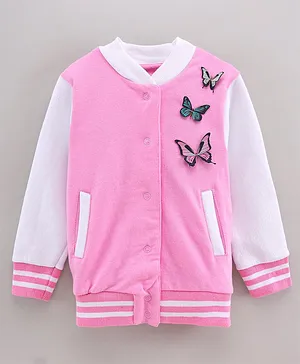 Under Fourteen Only Full Sleeves Butterfly Applique Detailed Sweatshirt - Pink