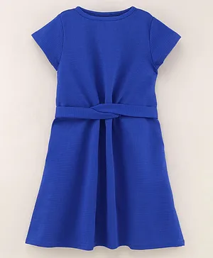 Under Fourteen Only Short Sleeves Solid Waffle Dress - Blue