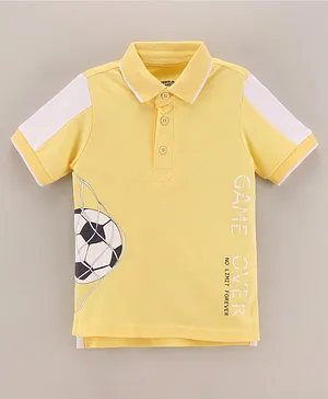Under Fourteen Only Half Sleeves Game Over Football Printed Polo Tee - Yellow