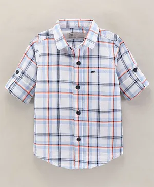 Jash Kids Full Sleeve Shirt Checked - White Orange