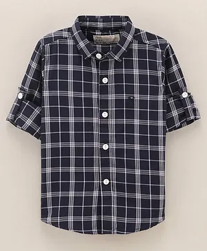 Jash Kids Cotton Full Sleeves Checked Pattern Shirt - Blue