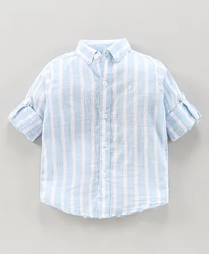 Jash Kids Cotton Full Sleeves Striped Shirt - Blue