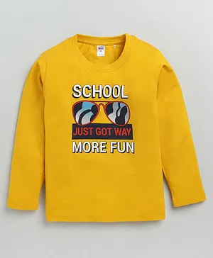 Nottie Planet Full Sleeves School Just Got Way More Fun Printed T Shirt - Yellow