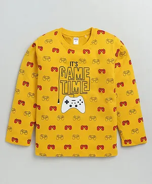 Nottie Planet Full Sleeves Game Time Printed T Shirt - Yellow