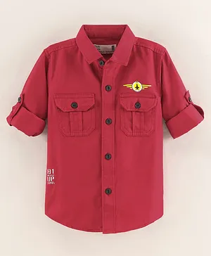 Jash Kids Full Sleeves Shirt Placement Print- Maroon