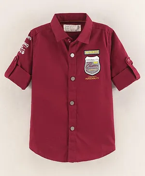 Jash Kids Full Sleeves Shirt Placement Print- Maroon