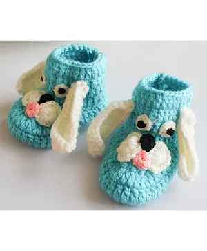 Woonie Handmade Dog Embroidered Booties - Blue