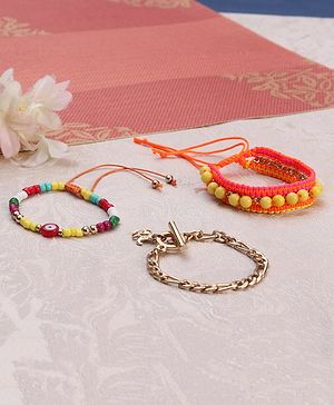 Earthy Touch Premium Beaded Embellished Bracelets Pack Of 3 - Multicolor