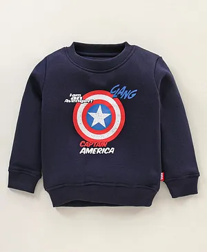 Bodycare Full Sleeves Sweatshirt Captain America Print - Navy