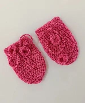 Little Peas Solid Handmade Mittens - Pink