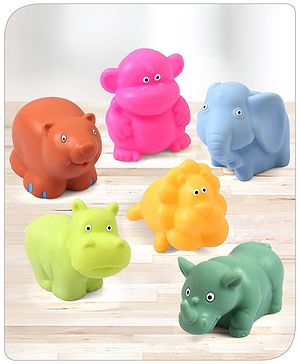 Babyhug Bath Squeeze Toys Jungle Animals Pack of 6 - Multicolour