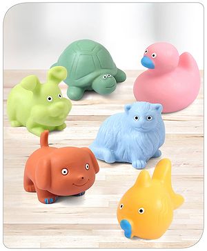 Babyhug Bath Squeeze Toys Pet Animals Pack of 6 - Multicolour