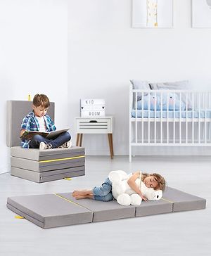 Pine Kids Classic Four Fold Sofa Cum Mattress - Grey
