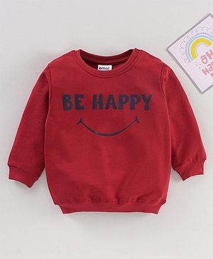 Babyhug Full Sleeves Sweatshirt Text Print - Maroon