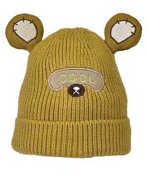 Cool Applique And Teddy Detail Winter Cap - Mustard Yellow