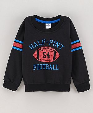 Simply Full Sleeves Sweatshirt Text Print - Black