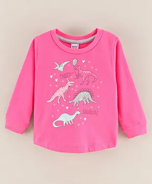 Pink Rabbit Girl Cotton Full Sleeves Animal Print  Top - Pink