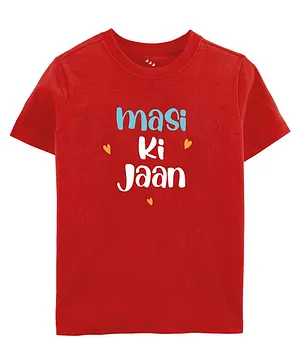 Zeezeezoo Half Sleeves Masi Ki Jaan Printed Tee - Red