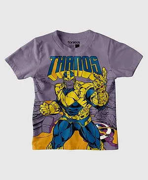 Bonkids 100% Cotton Half Sleeves Marvel Avengers Hulk Printed Tee - Lavender