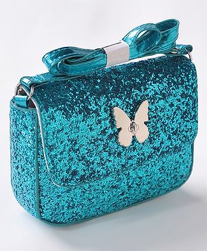 Babyhug Free Size Sling Bag  With Sequin Detailing & Butterfly Applique- Blue