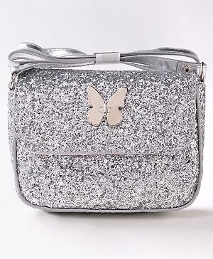 Babyhug Free Size Sling Bag  With Sequin Detailing & Butterfly Applique- Silver