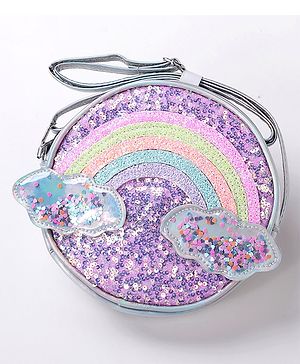 Babyhug Free Size Sling Bag With Sequin Detailing Rainbow & Cloud Patch- Purple