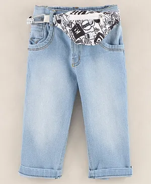 Little Kangaroos Full Length Denim Jeans With Mini Bag- Blue