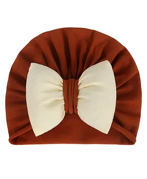 SYGA Plaid Bow Knot Turban Hat for New Born Baby Brown- Diameter 34 cm