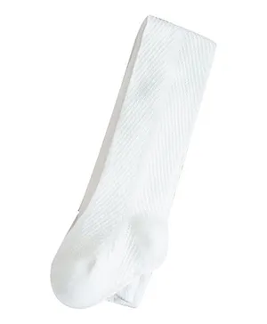 SYGA Baby Girls Soft Cotton Infant Leggings Toddler Solid Lace Knee Antislip Stockings Socks Pants Dotted - White