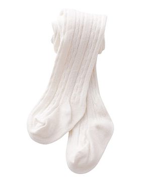 SYGA Baby Tights For Girls Soft Cotton Infant Leggings Toddler Solid Knit Stockings Socks Pants - White