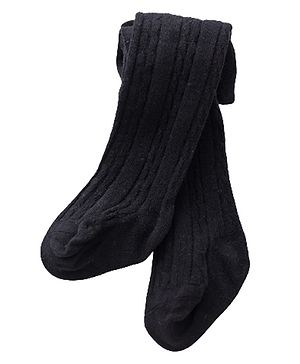SYGA Baby Tights For Girls Soft Cotton Infant Leggings Toddler Solid Knit Stockings Socks Pants - Black
