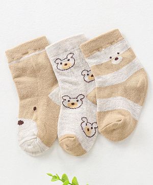 Cute Walk by Babyhug Anti-Bacterial Ankle Length Designed Socks Pack of 3 - Multicolour