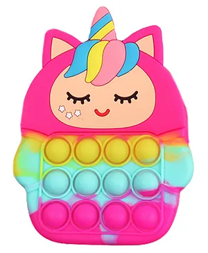SYGA Children Pop It Fidget Cat Unicorn Pattern Silicone Bag Kids Push Popper Educational Bubble Shoulder Bag Multicolour
