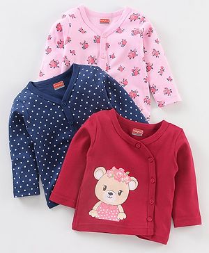 Babyhug 100% Cotton Vests Floral Print Pack of 3 - Multicolour